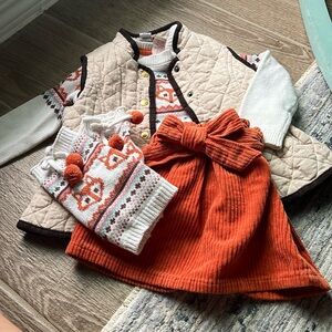 quilted peplum vest fair isle fox sweater leg warmers and corduroy skirt 🦊🍂🍁